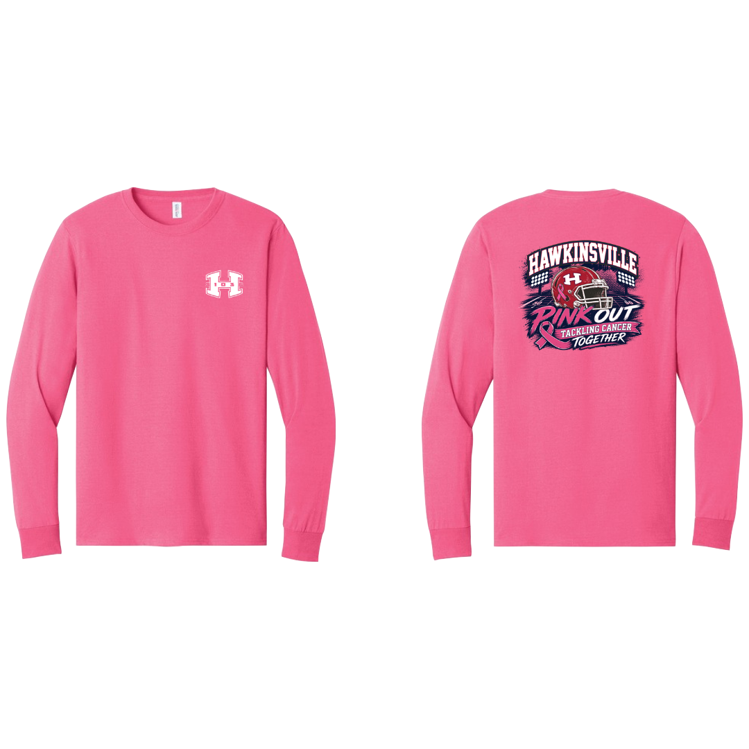 Hot Pink Long Sleeve 50/50 Cotton Poly Shirt