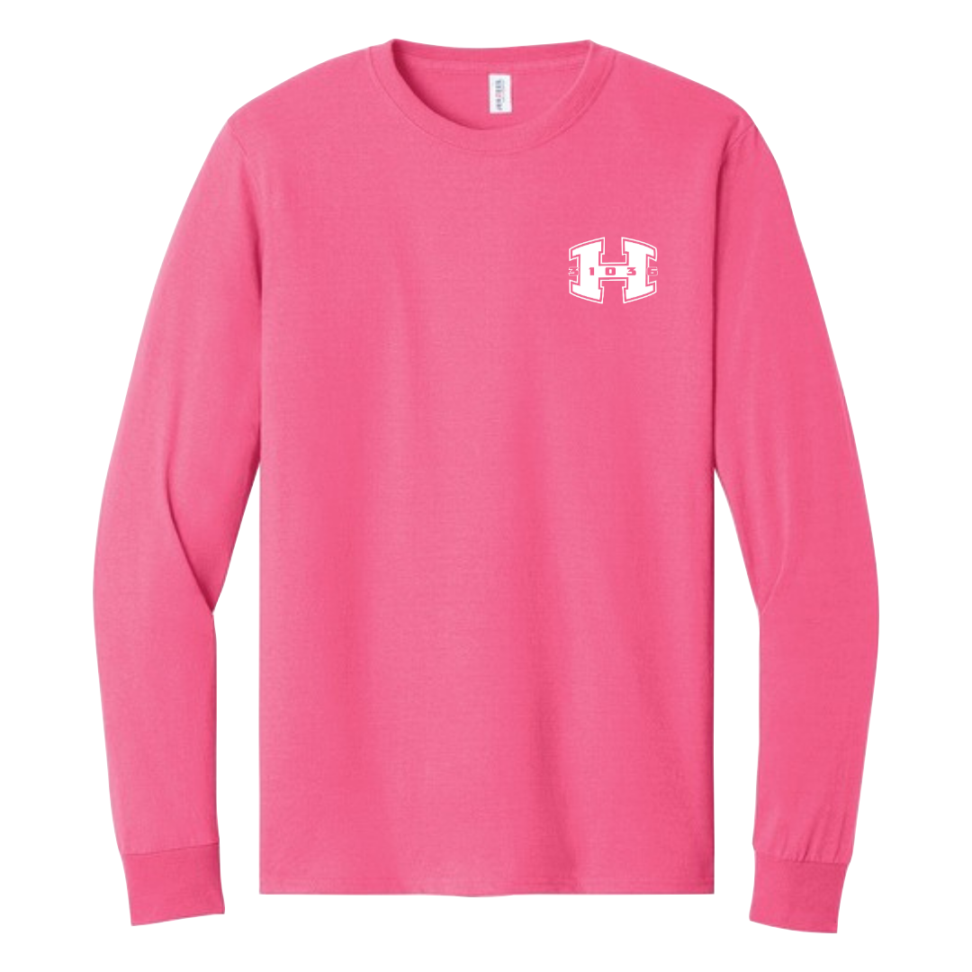 Hot Pink Long Sleeve 50/50 Cotton Poly Shirt