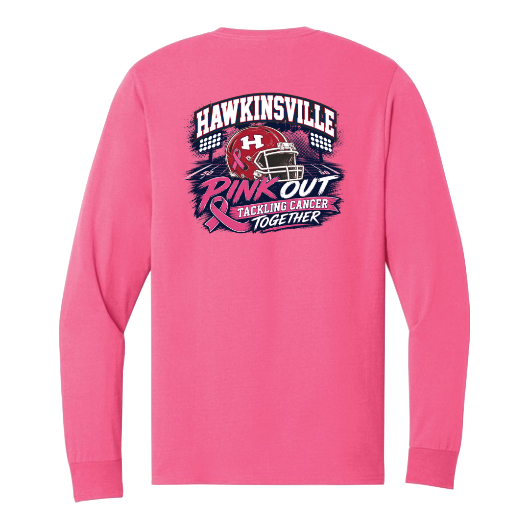 Hot Pink Long Sleeve 50/50 Cotton Poly Shirt